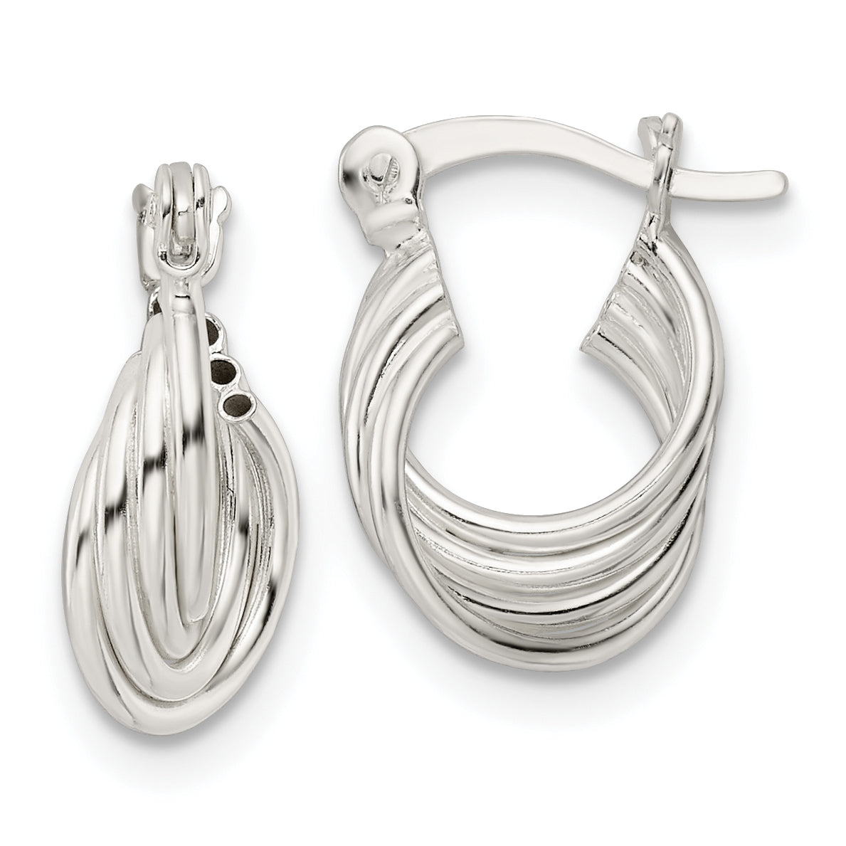 Sterling Silver Polished Triple Circle Hoop Earrings Main image