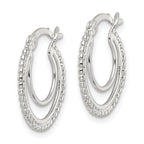 Sterling Silver Beaded Double Circle Hoop Earrings