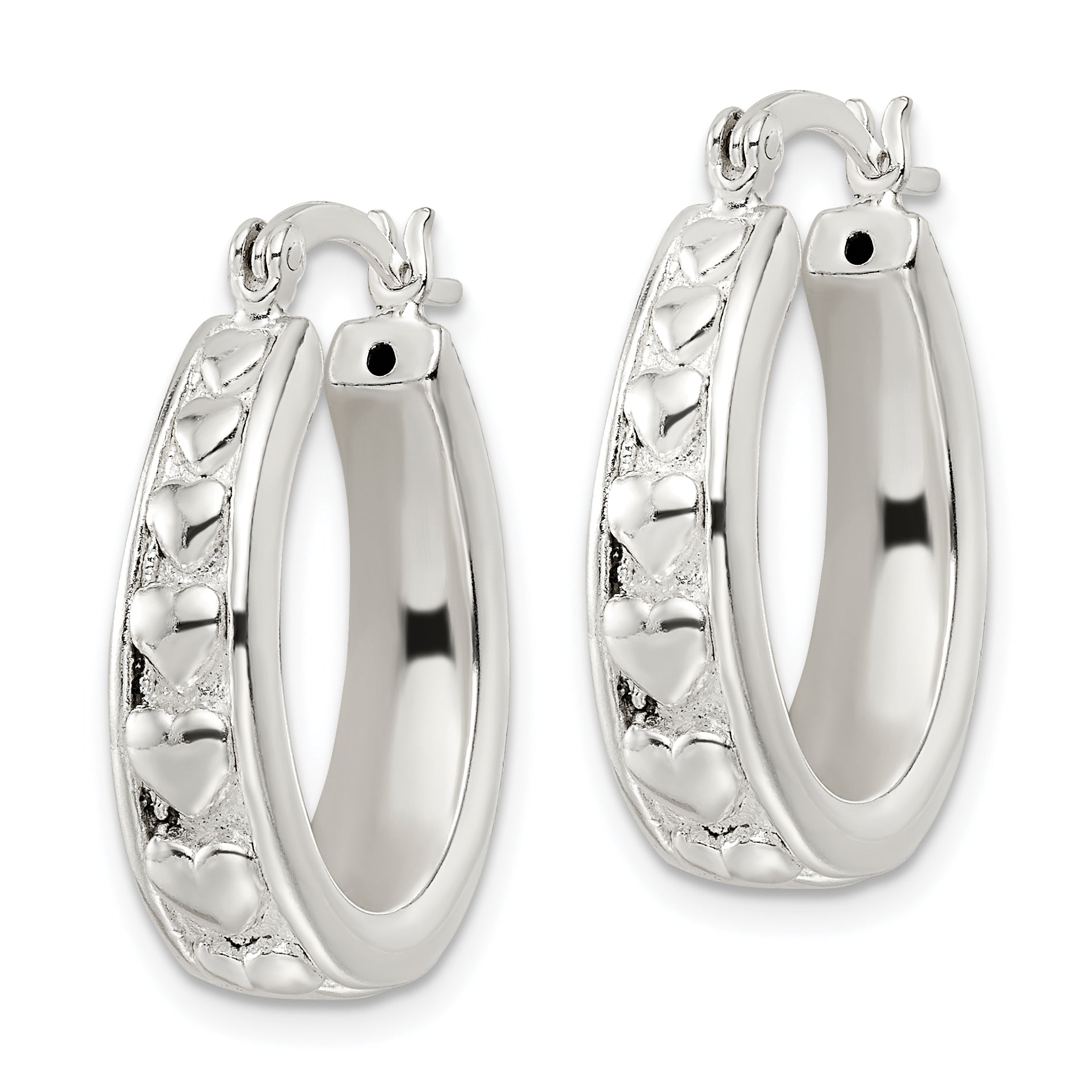 Sterling Silver Polished Heart Oval Hoop Earrings Secondary image