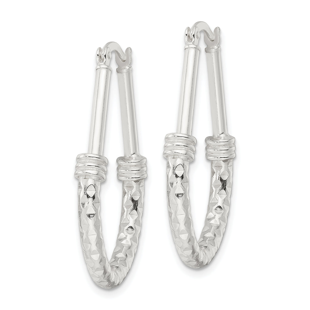 Sterling Silver Polished Fancy Oval Hoop Earrings