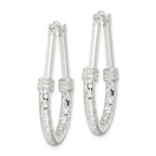 Sterling Silver Polished Fancy Oval Hoop Earrings
