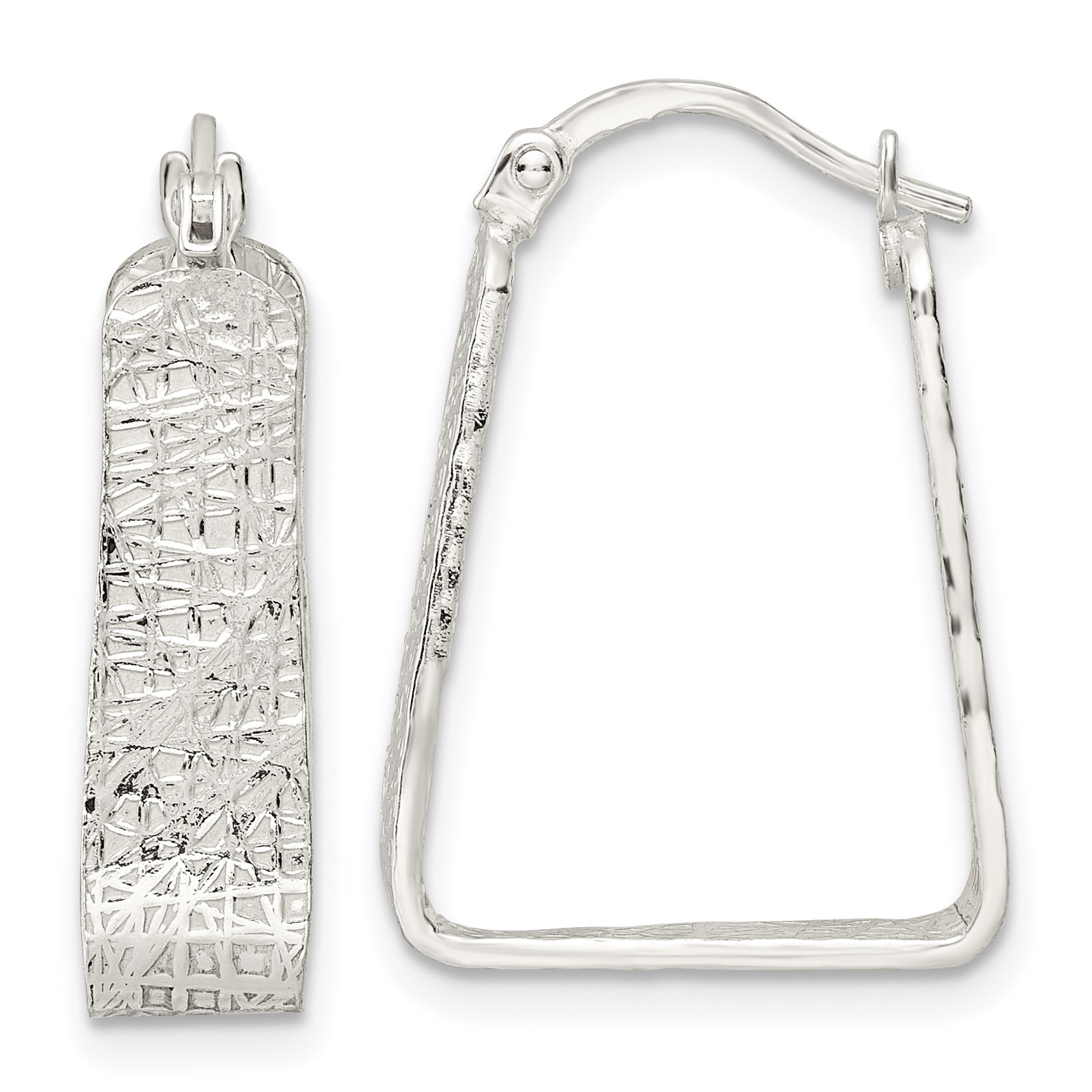 Sterling Silver Rhod-pltd Polished/Textured 5.5mm Square Hoop Earrings Main image