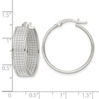 Sterling Silver Polished Fabric Glitter 6.85mm Round Hoop Earrings