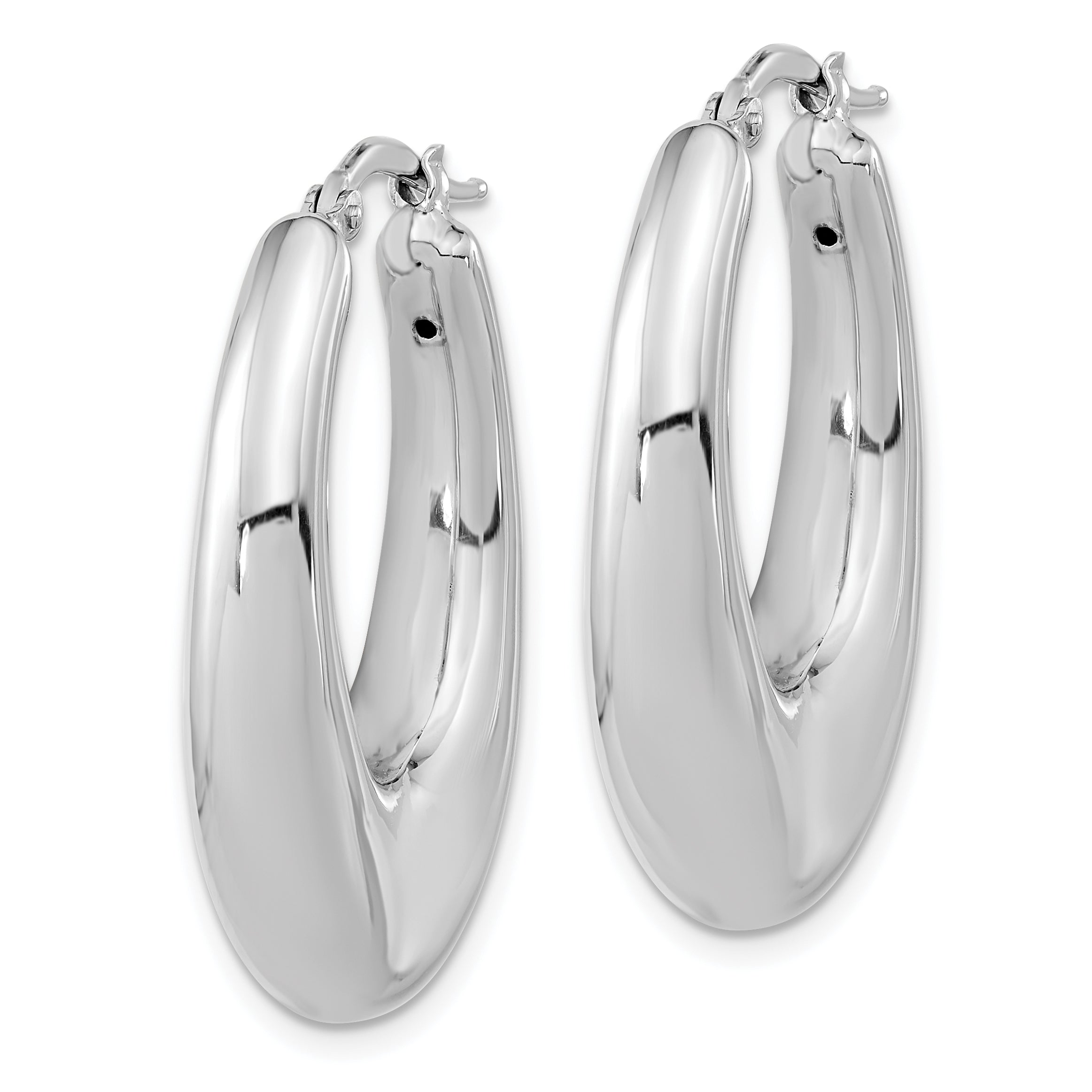 Sterling Silve Rhodium-plated Polished Hollow Oval Hoop Earrings Secondary image