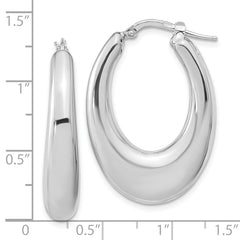 Sterling Silve Rhodium-plated Polished Hollow Oval Hoop Earrings