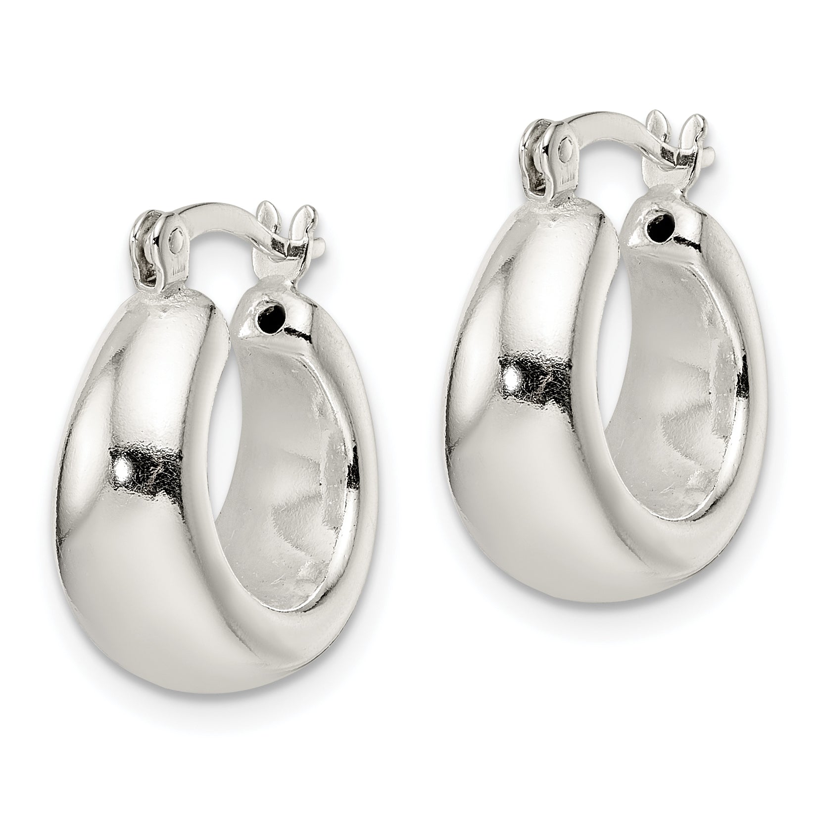 Sterling Silver Polished & Tapered Round Hoop Earrings Secondary image