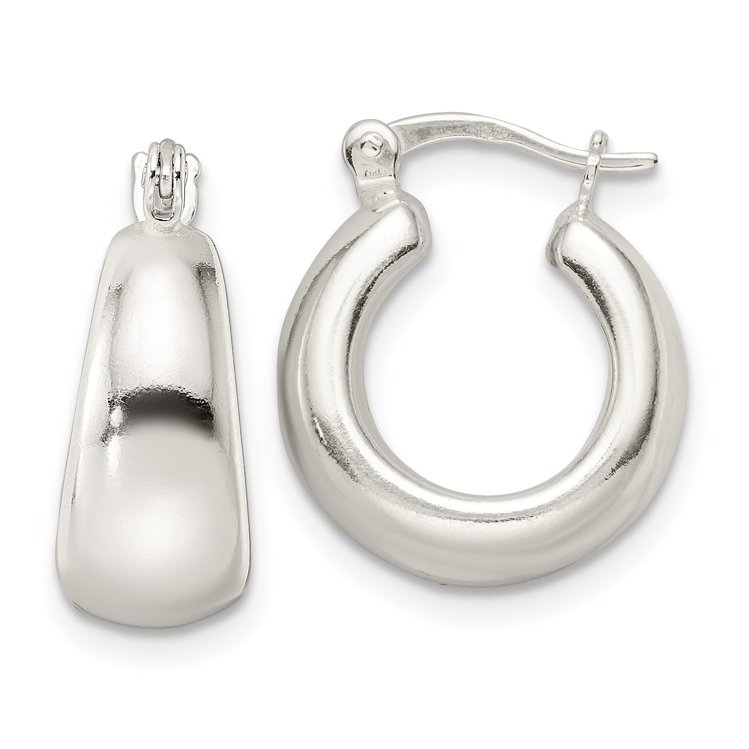 Sterling Silver Polished & Tapered Round Hoop Earrings Main image