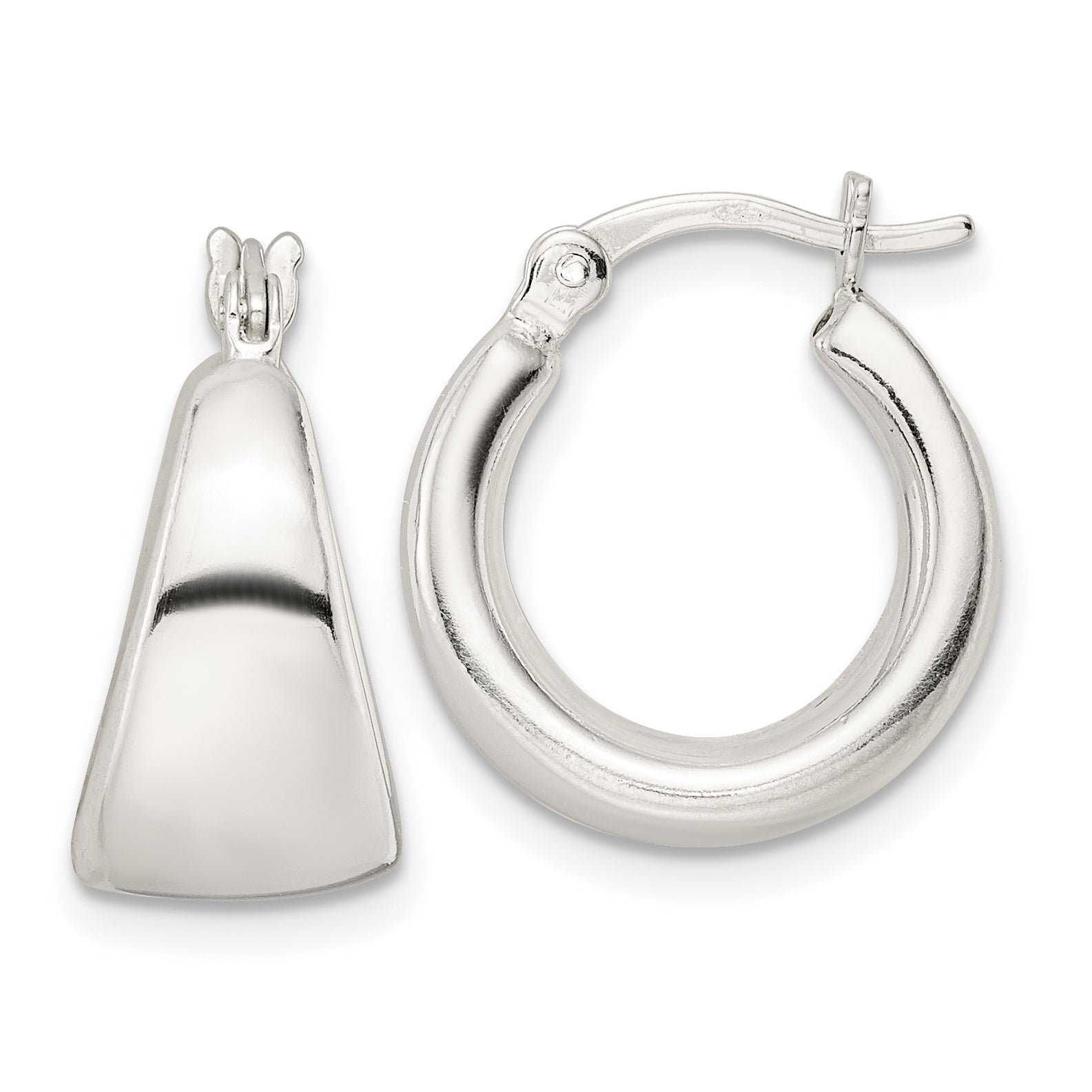 Sterling Silver Polished & Tapered Round Hoop Earrings Main image