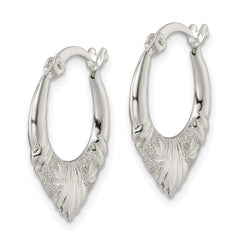 Sterling Silver Polished & Lasered D/C Scalloped Hoop Earrings