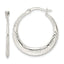 Sterling Silver Polished & Textured Knife Edge Round Hoop Earrings