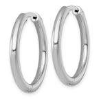 Sterling Silver Rhodium-plated Polished 3x28mm with Safety Lock Round Hinged Hoop Earrings