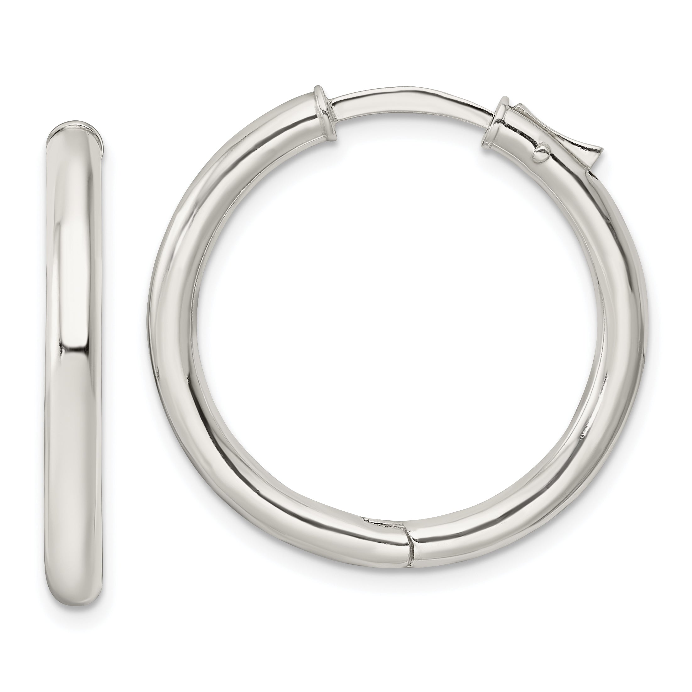 Sterling Silver Polished 3x28mm Hinged Tube Hoop Earrings Main image