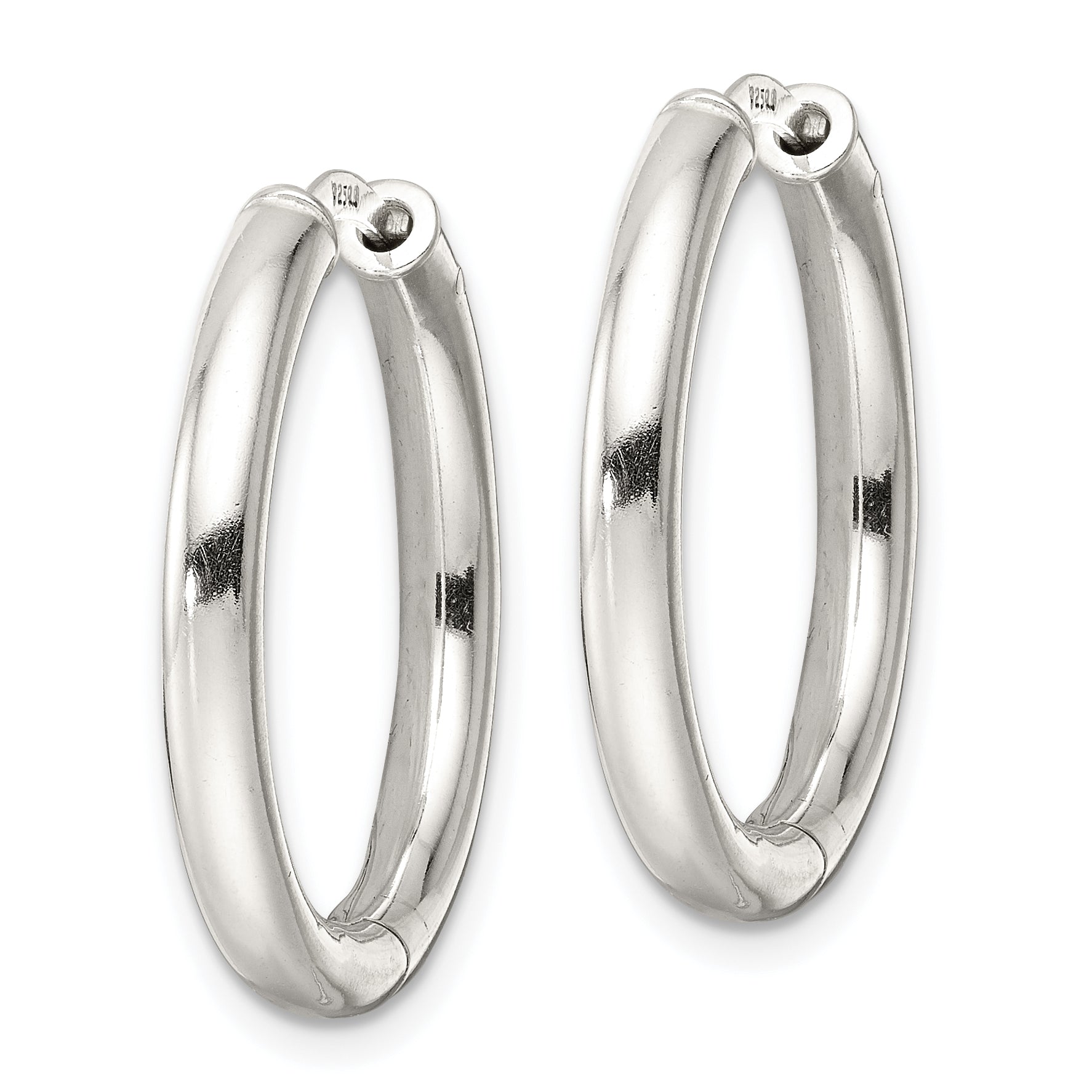 Sterling Silver Polished 3x25mm Hinged Tube Hoop Earrings Secondary image