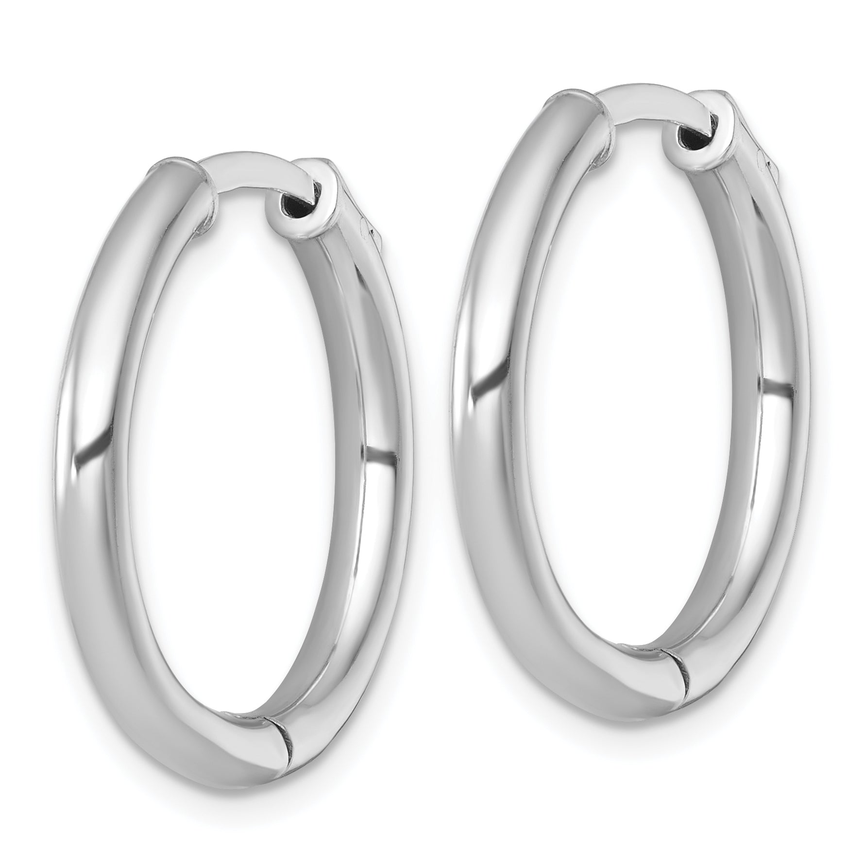 Sterling Silver Rhodium-plated Polished 3x25mm with Safety Lock Round Hinged Hoop Earrings