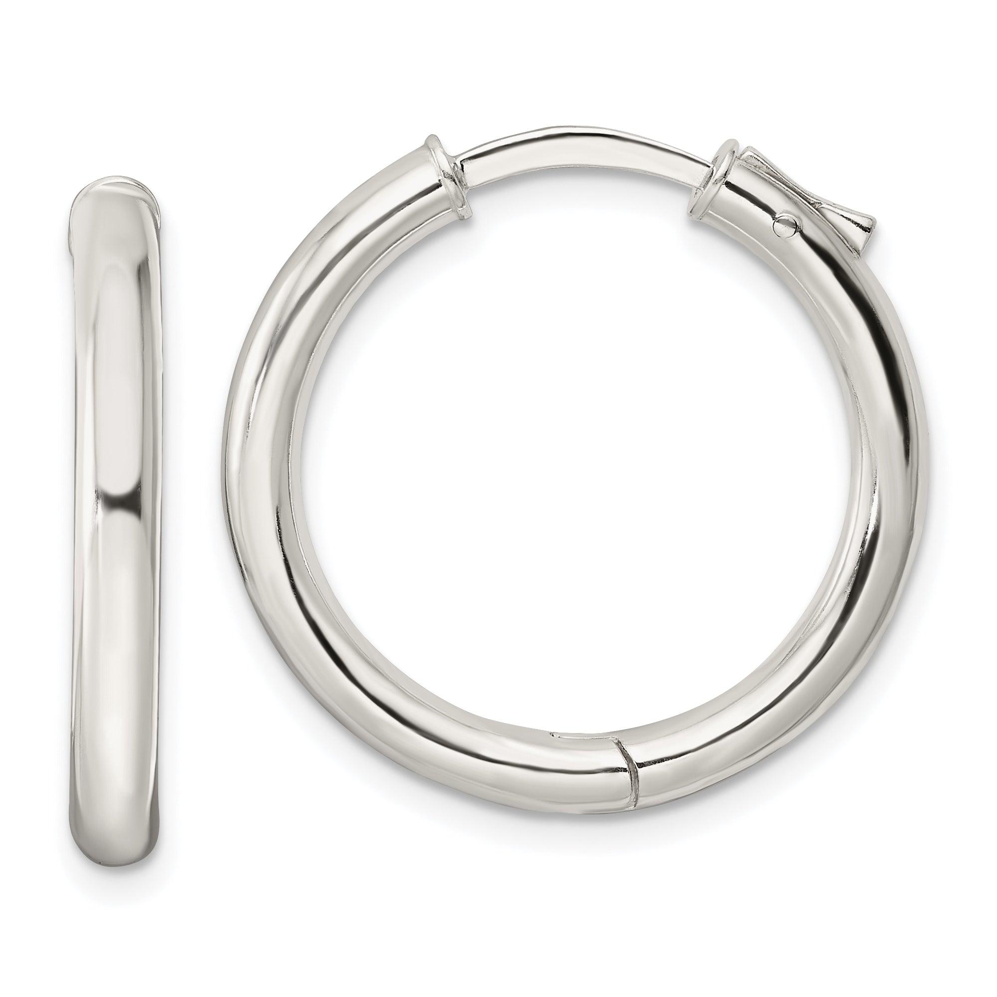 Sterling Silver Polished 3x25mm Hinged Tube Hoop Earrings Main image