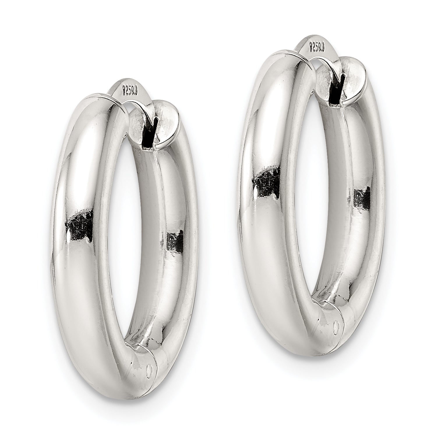 Sterling Silver Polished Hinged Circle Hoop Earrings Secondary image