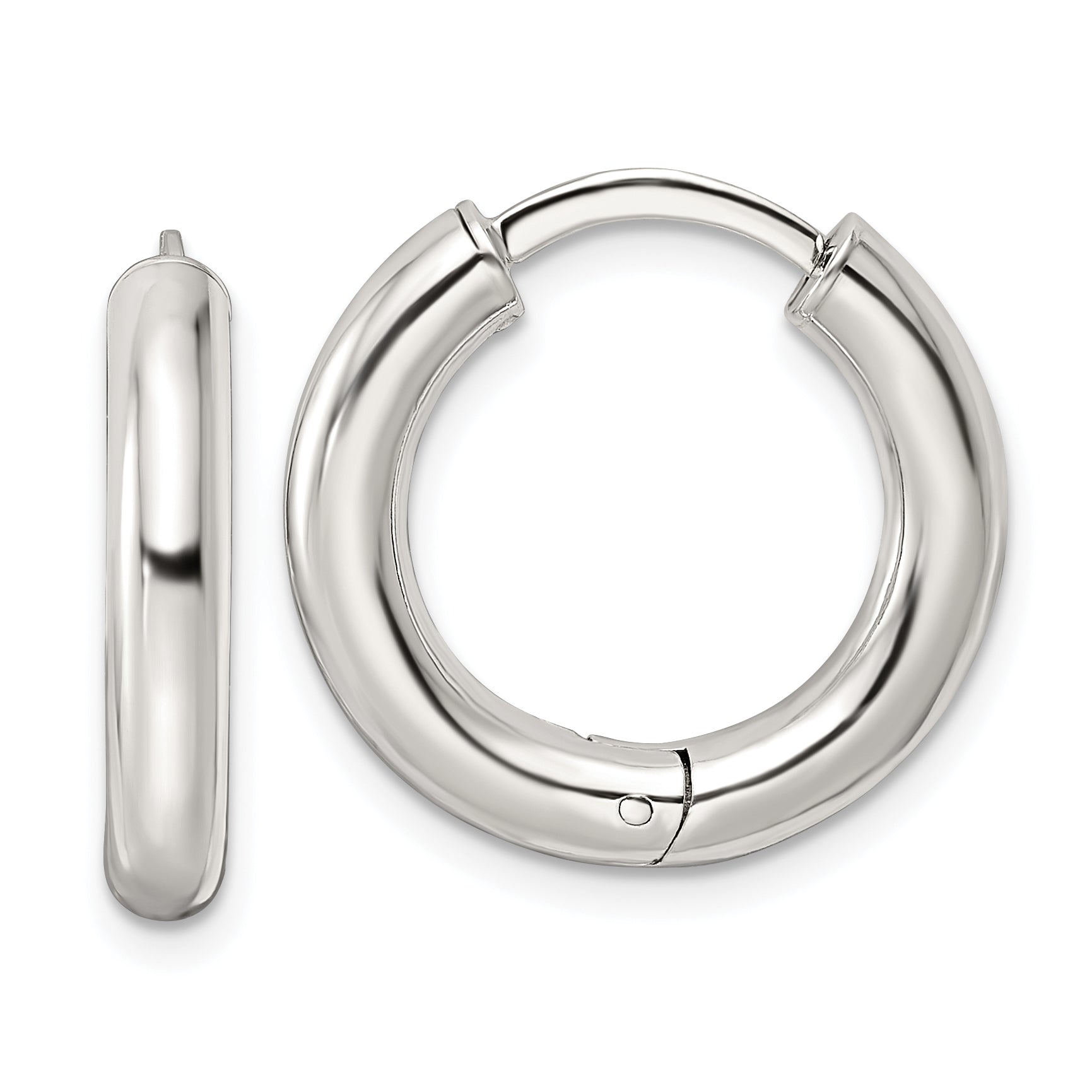 Sterling Silver Polished Hinged Circle Hoop Earrings Main image