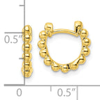 Sterling Silver Gold-tone Polished Beaded Hoop Earrings