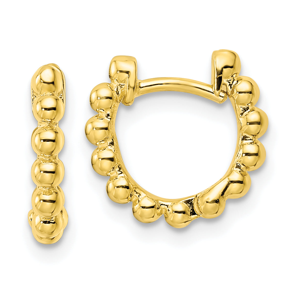 Sterling Silver Gold-tone Polished Beaded Hoop Earrings Main image