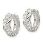 Sterling Silver Polished X Basket Weave Hinged Hoop Earrings