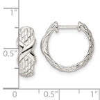 Sterling Silver Polished X Basket Weave Hinged Hoop Earrings