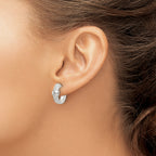 Sterling Silver Polished Basket Weave Hinged Hoop Earrings