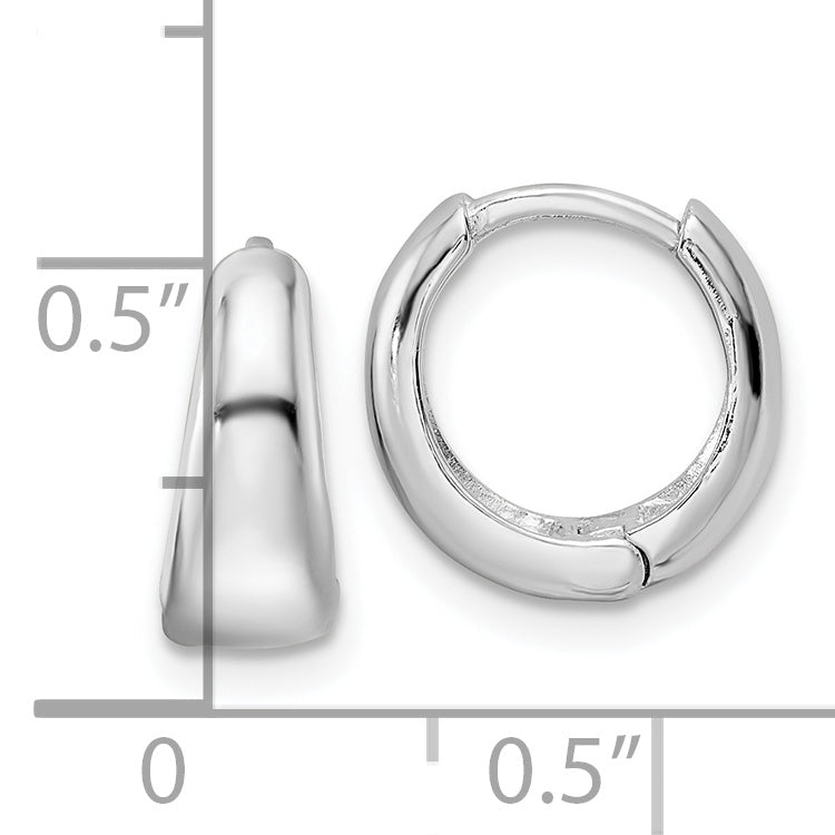 Sterling Silver Rhodium-plated Polished Hinged Hoop Earrings