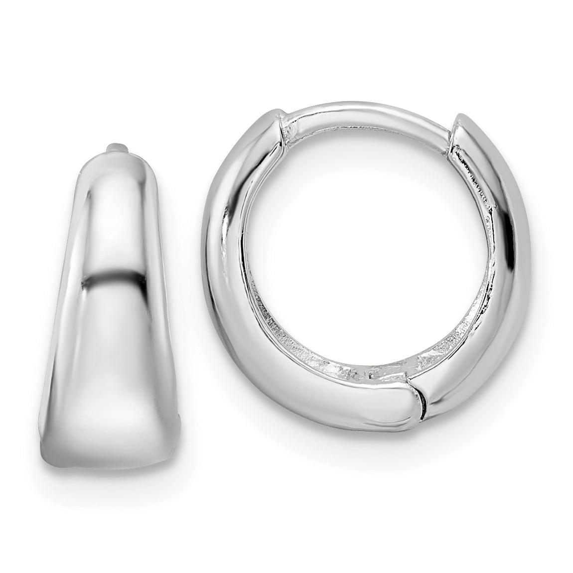 Sterling Silver Rhodium-plated Polished Hinged Hoop Earrings Main image
