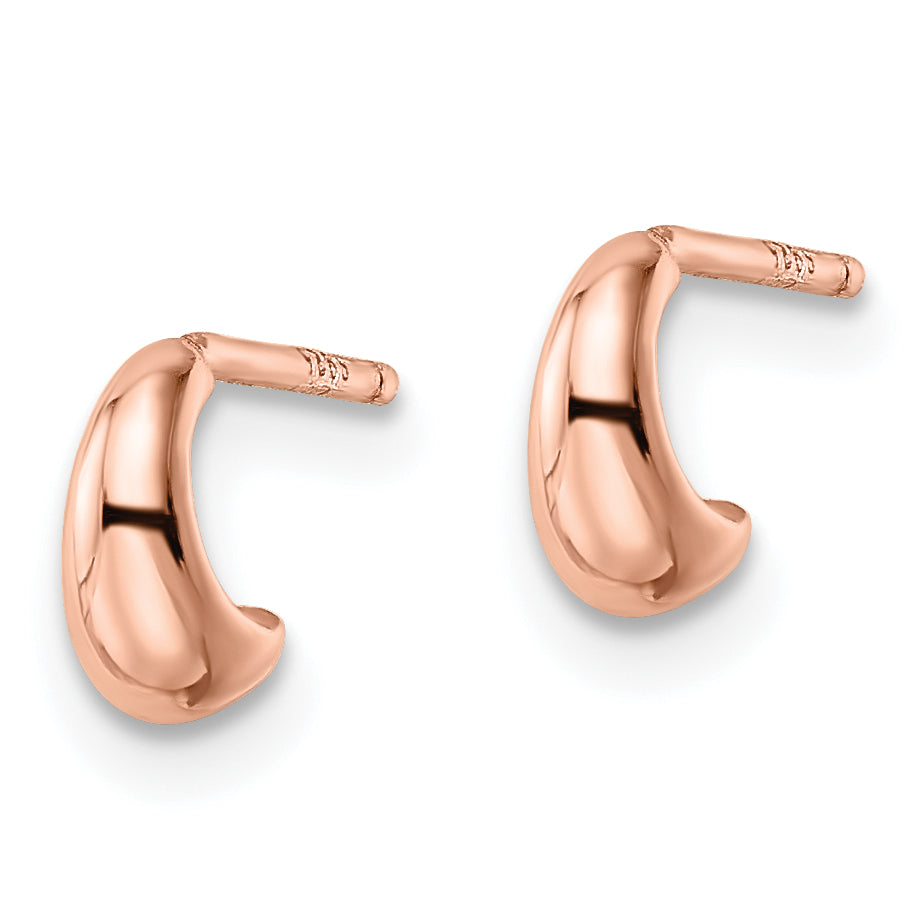 Sterling Silver Polished Rose-tone Hoop Post Earrings Secondary image