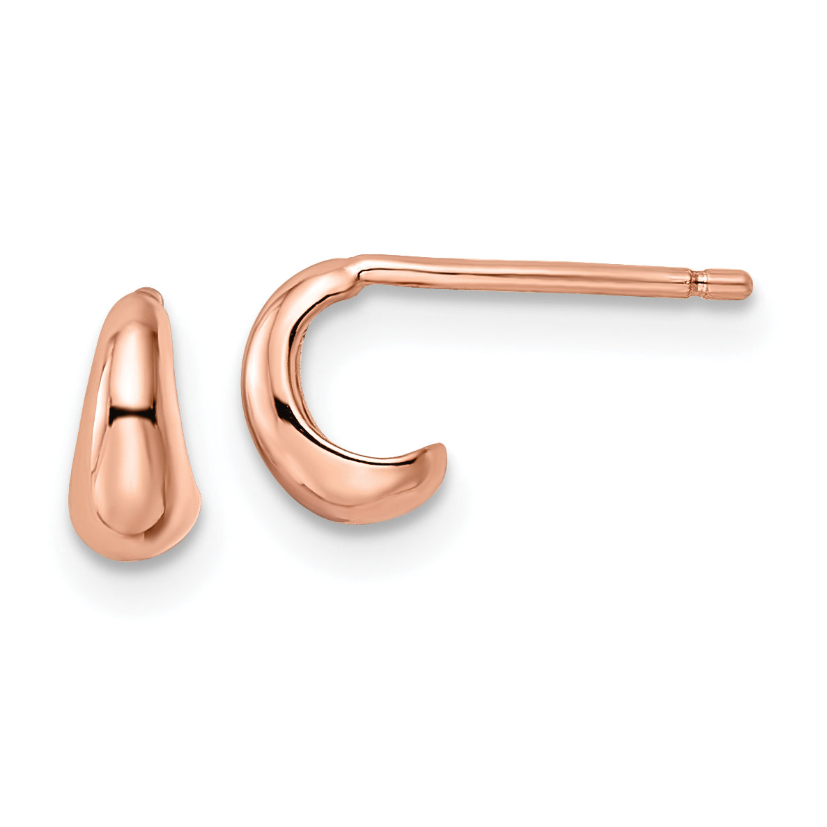 Sterling Silver Polished Rose-tone Hoop Post Earrings Main image