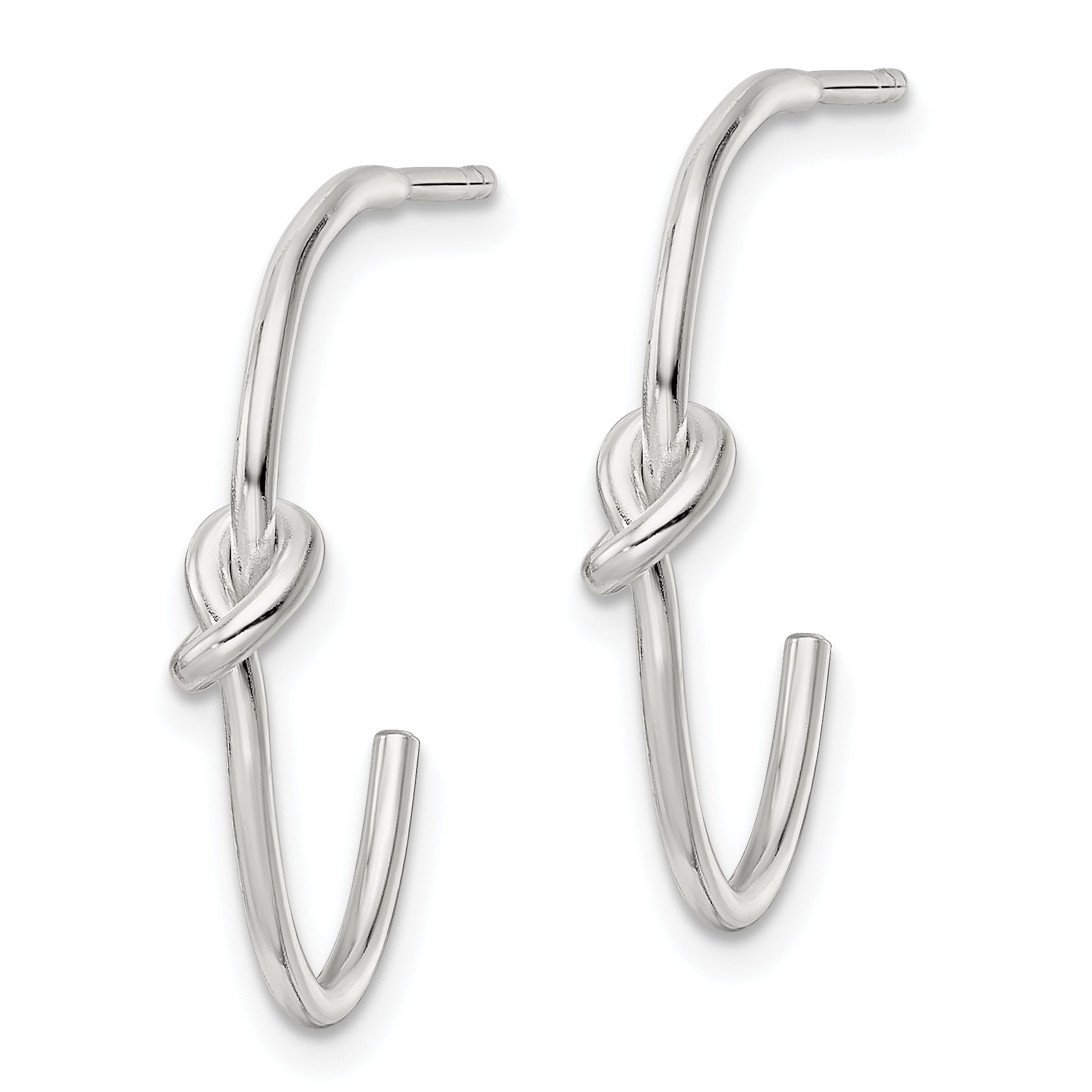 Sterling Silver Polished Knot Post Hoop Earrings Secondary image