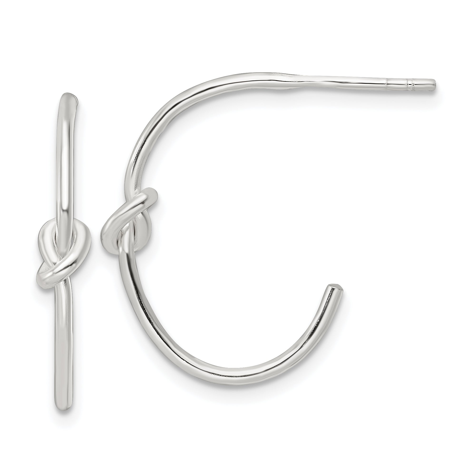 Sterling Silver Polished Knot Post Hoop Earrings Main image