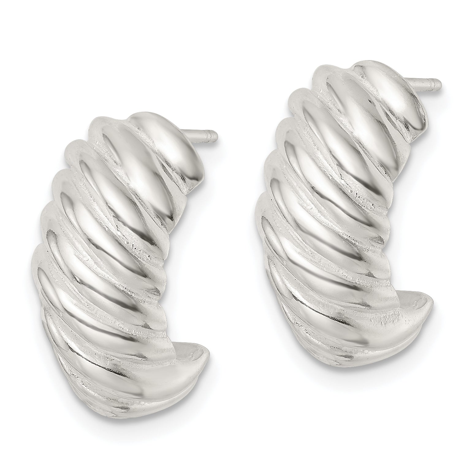 Sterling Silver Polished Hollow J Hoop Post Earrings Secondary image