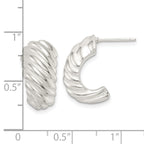 Sterling Silver Polished Hollow J Hoop Post Earrings