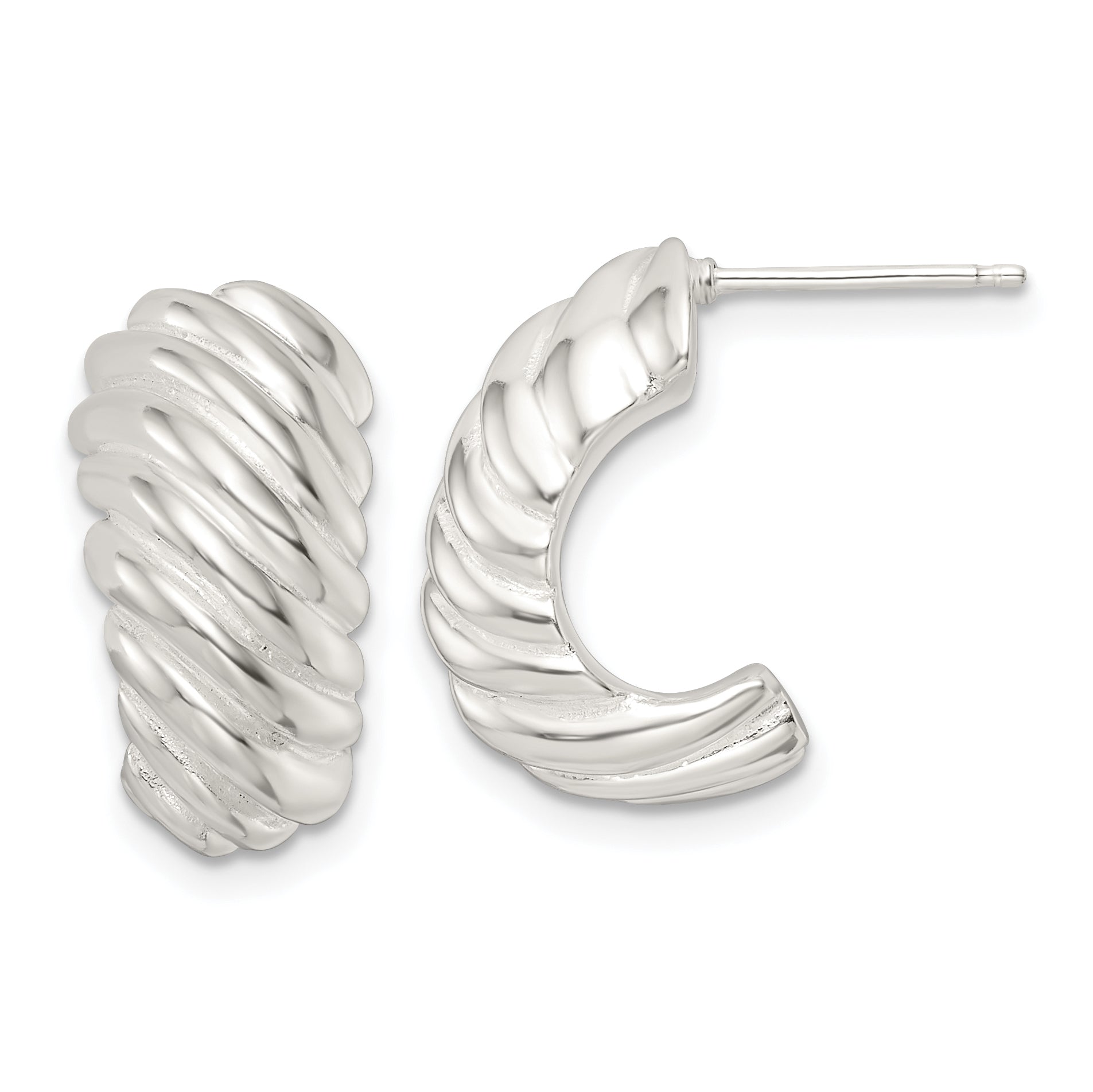 Sterling Silver Polished Hollow J Hoop Post Earrings Main image