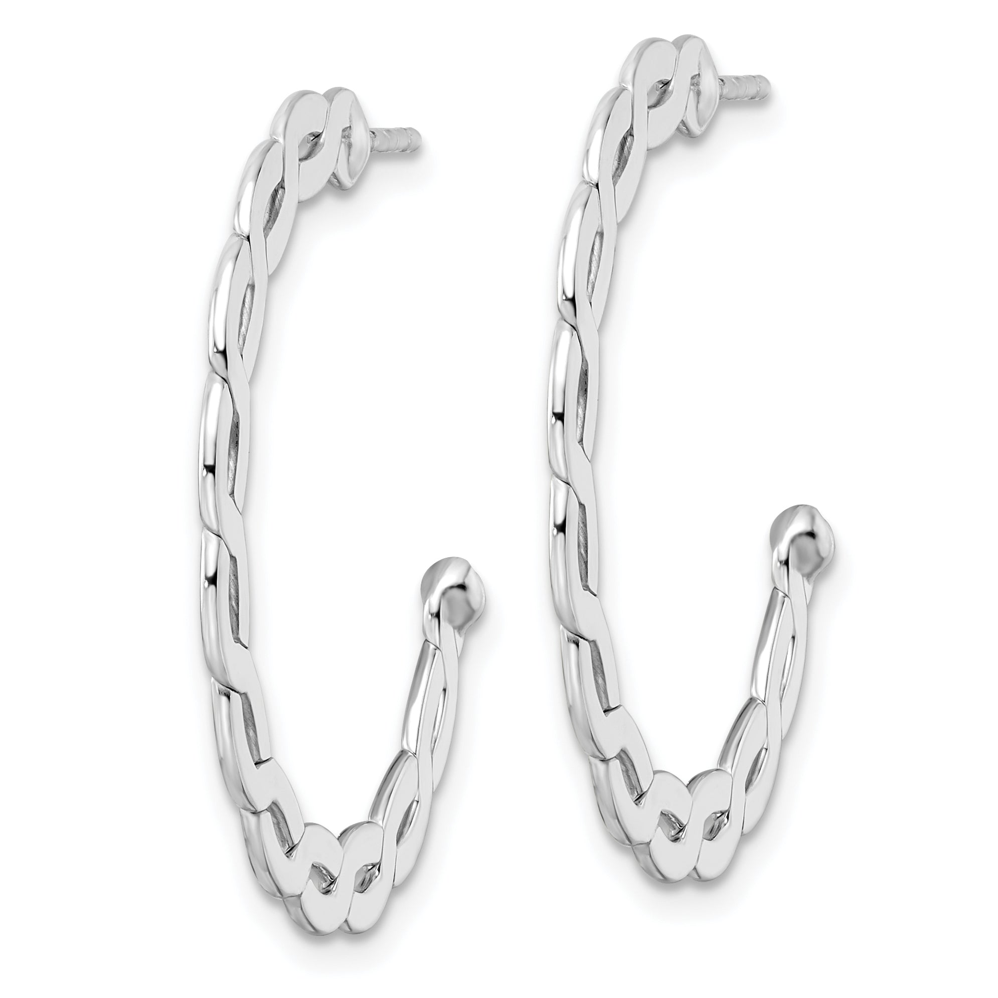 Sterling Silver Rhod. Polish Flat Twisted Lrg Circle Post Earrings Secondary image