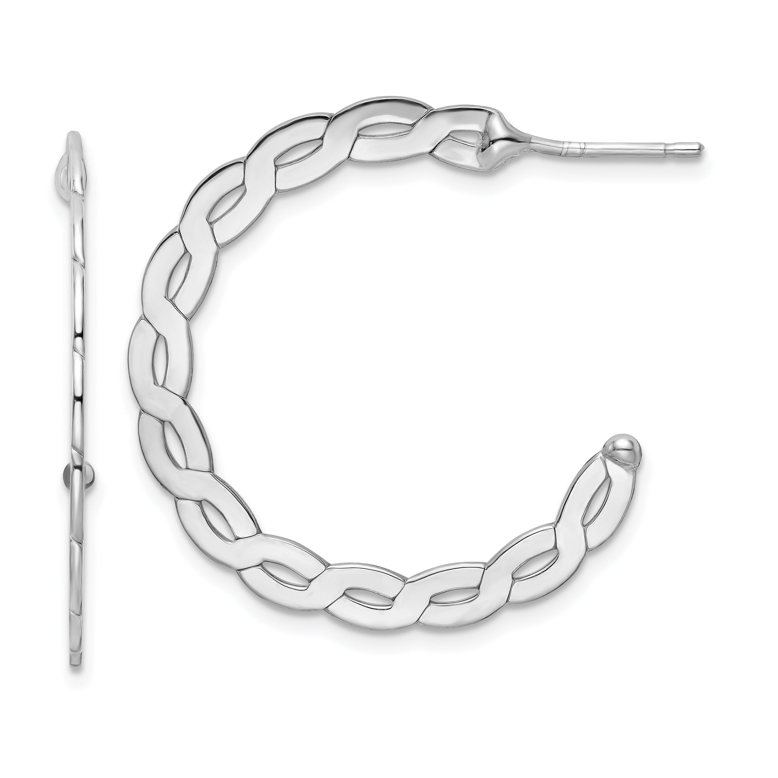 Sterling Silver Rhod. Polish Flat Twisted Lrg Circle Post Earrings Main image