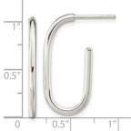 Sterling Silver Polished Oval J-Hoop Post Earrings
