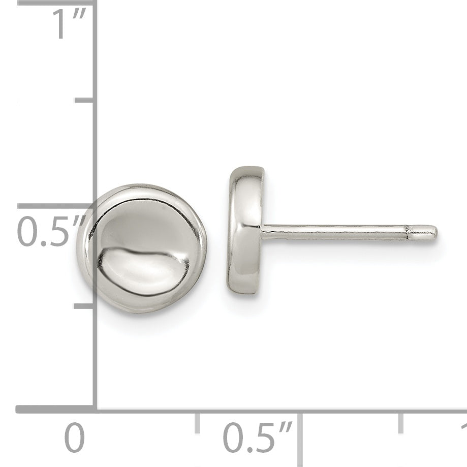 Sterling Silver Polished Puffed Circle Post Earrings