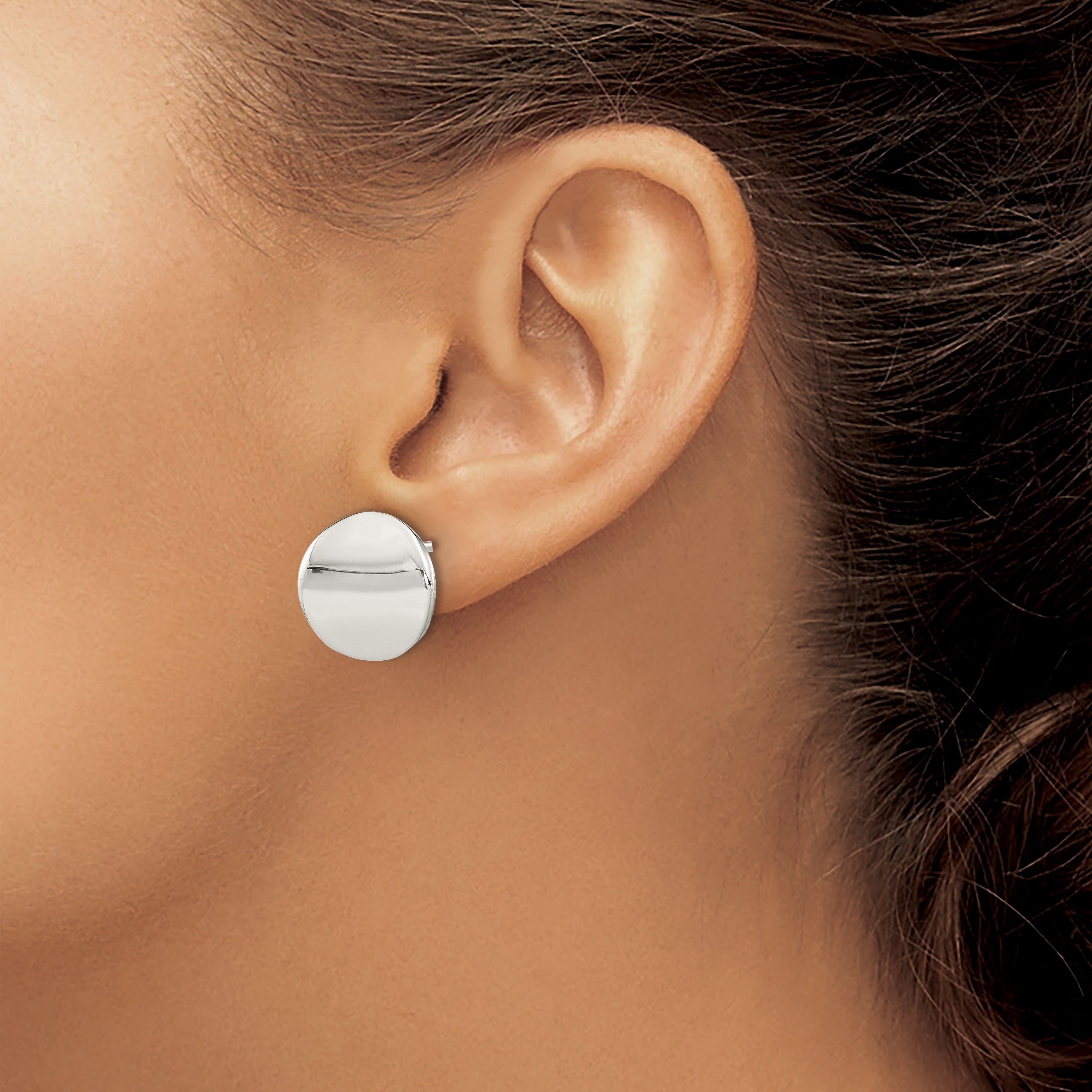 Sterling Silver Polished Flat Circle Post Earrings