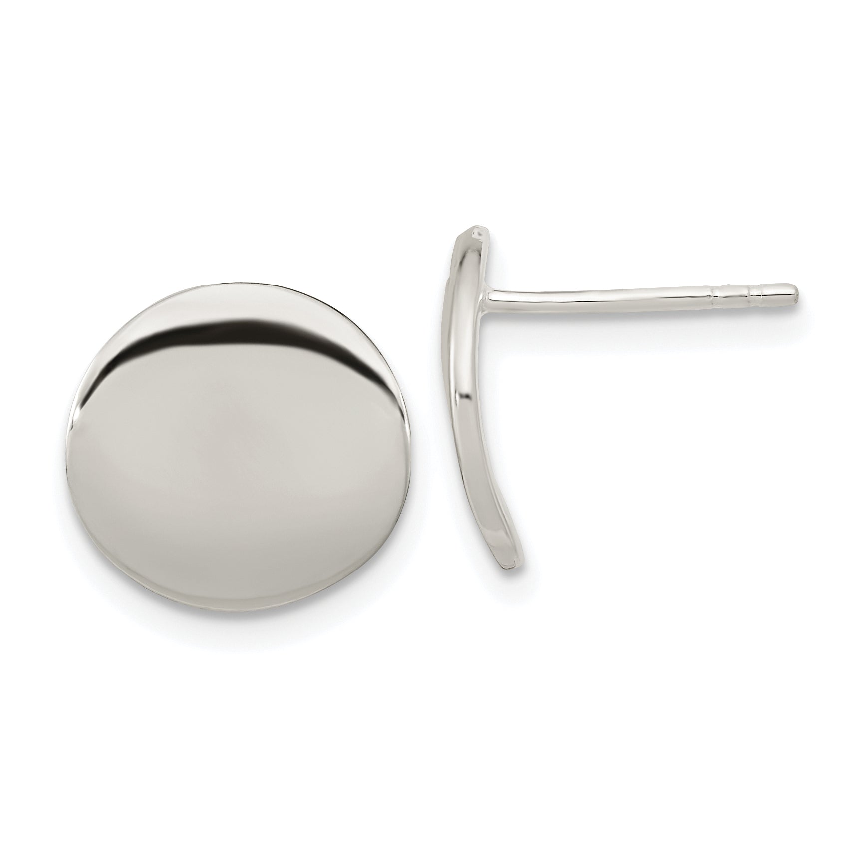 Sterling Silver Polished 12mm Flat Circle Post Earrings Main image