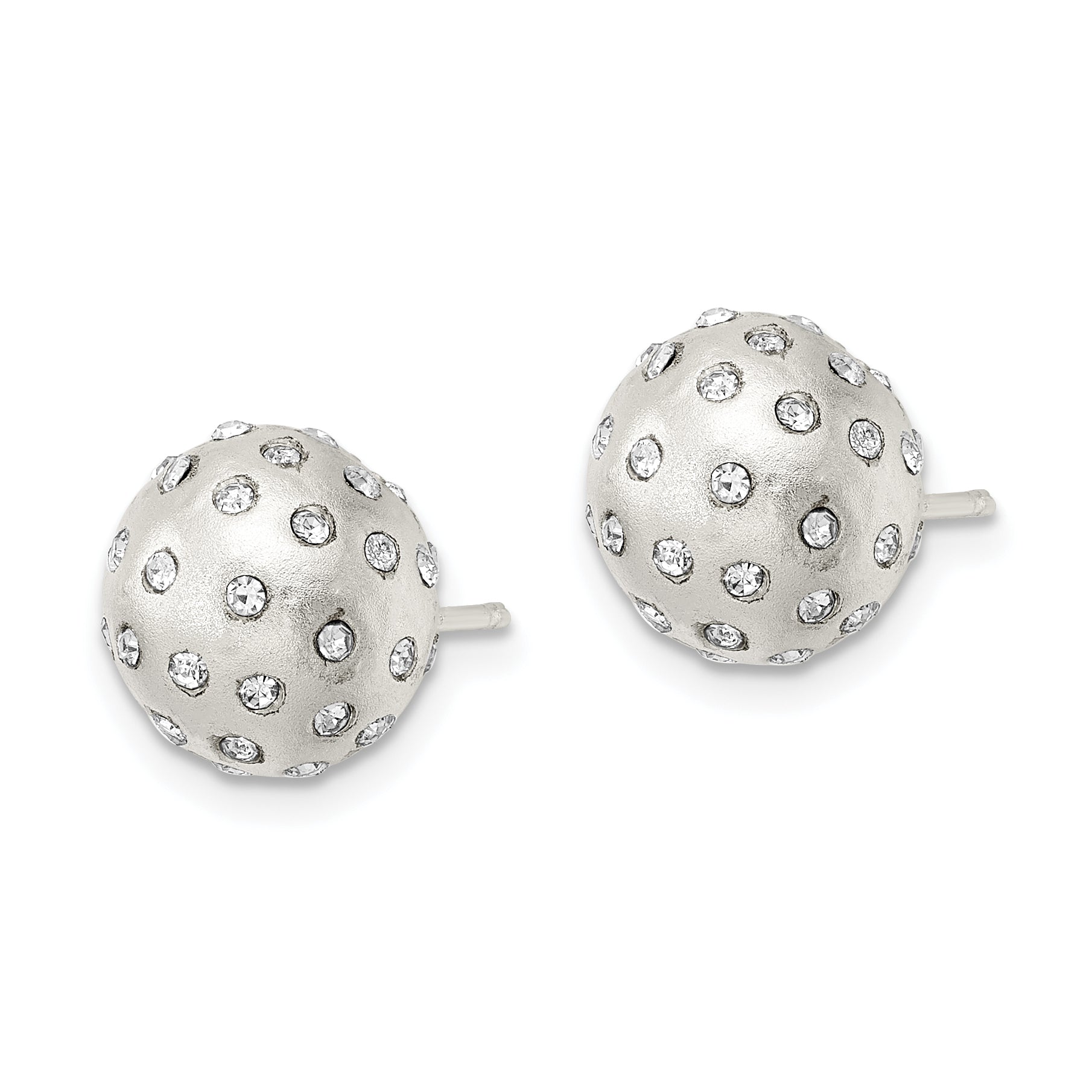 Sterling Silver Satin Crystal Ball Post Earrings Secondary image