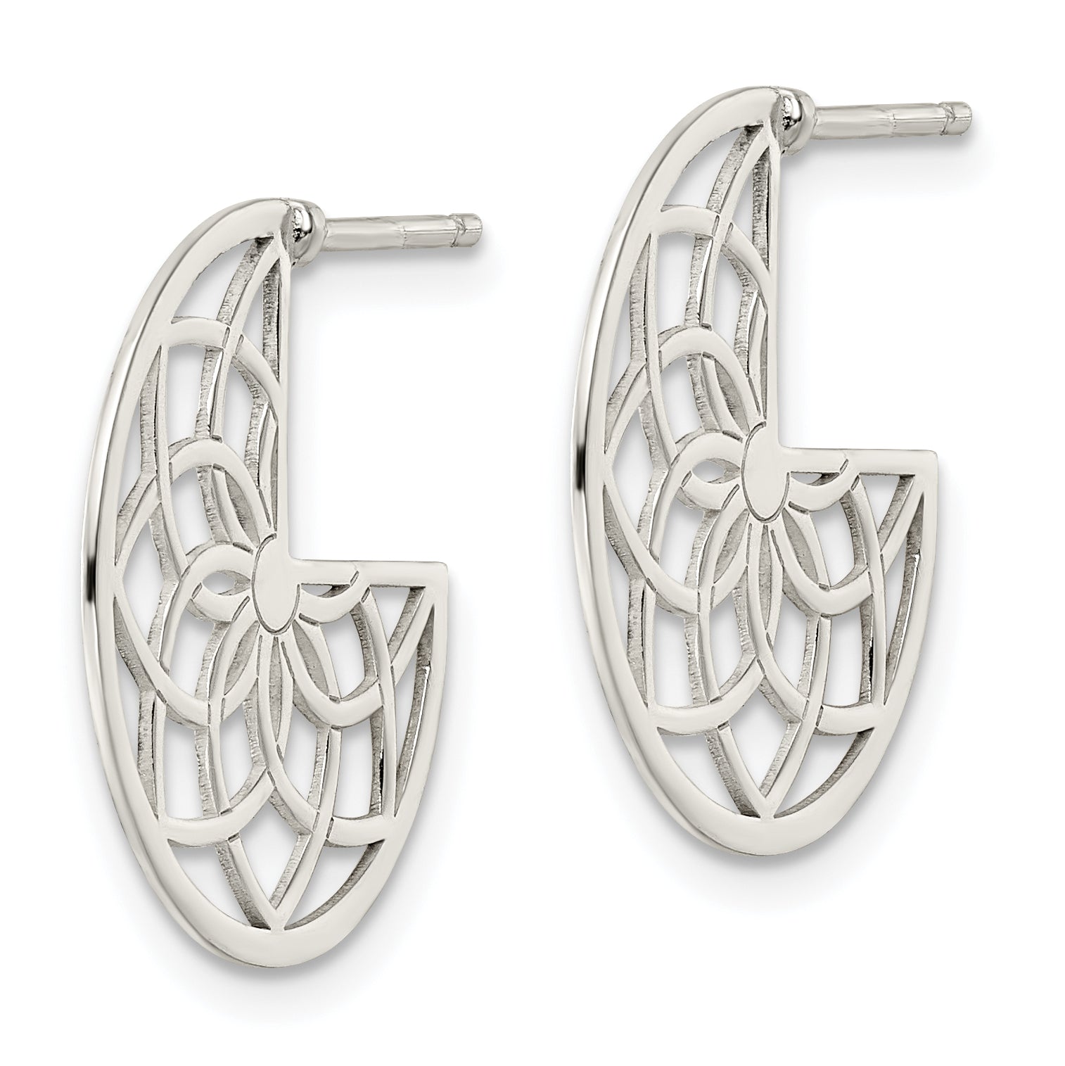 Sterling Silver Floral Filigree Post Earrings Secondary image