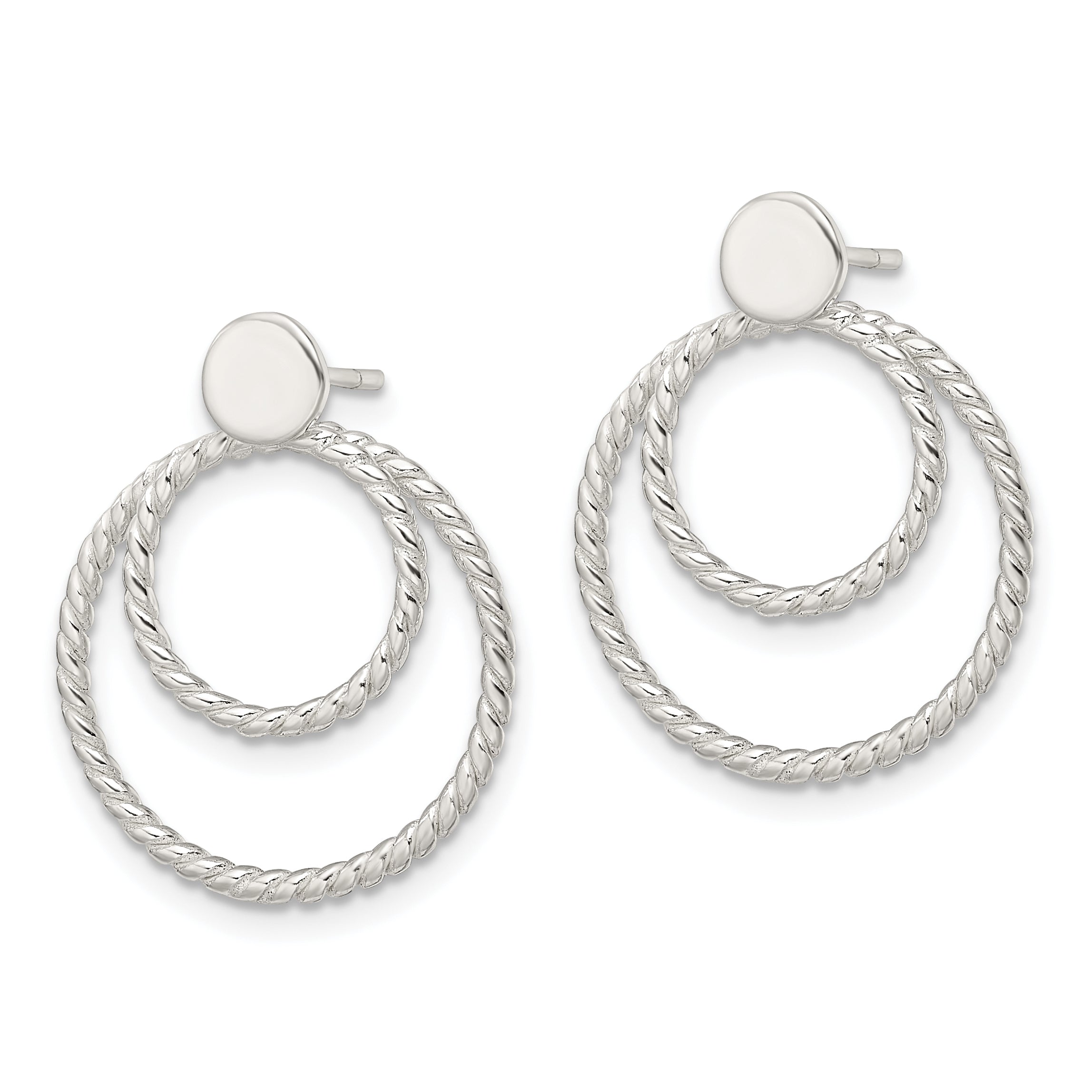 Sterling Silver w/2 Circle Jackets Button Post Earrings