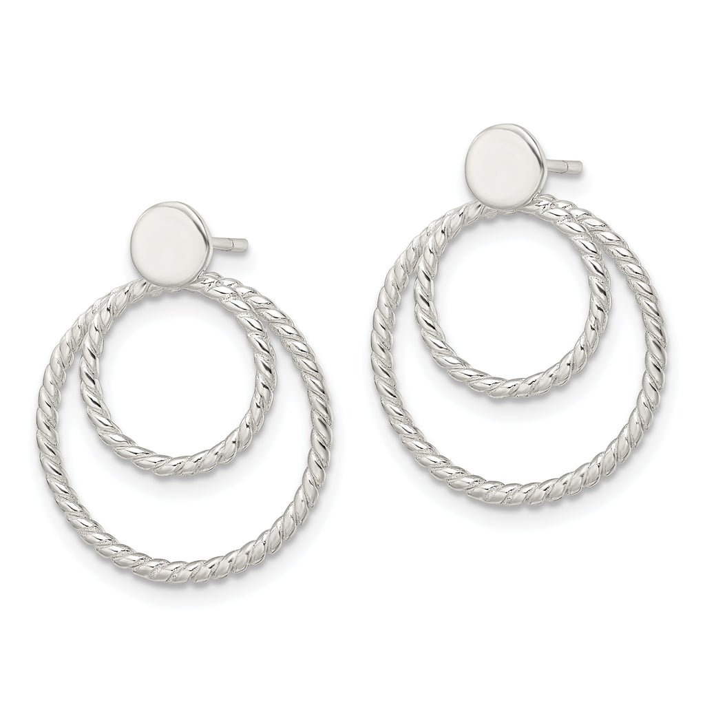 Sterling Silver w/2 Circle Jackets Button Post Earrings