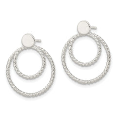 Sterling Silver w/2 Circle Jackets Button Post Earrings