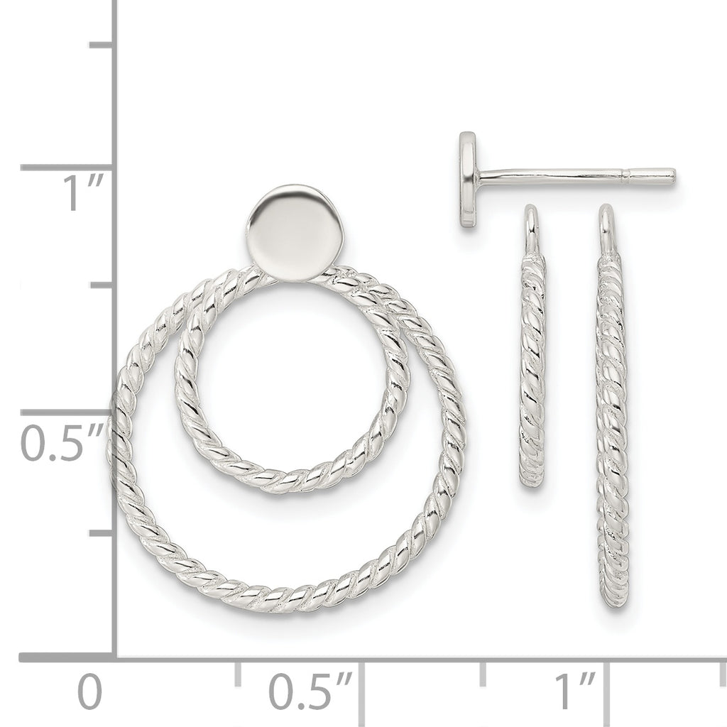 Sterling Silver w/2 Circle Jackets Button Post Earrings