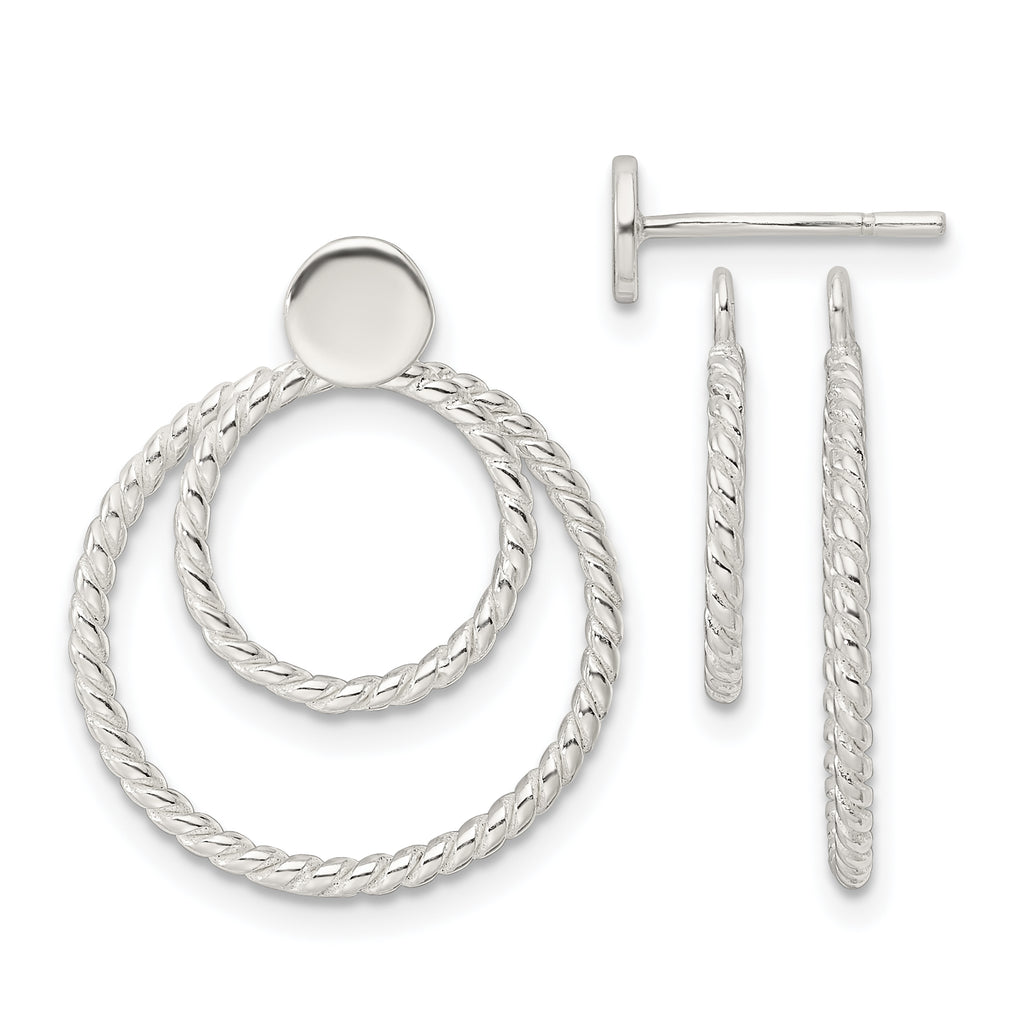 Sterling Silver w/2 Circle Jackets Button Post Earrings