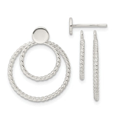 Sterling Silver w/2 Circle Jackets Button Post Earrings