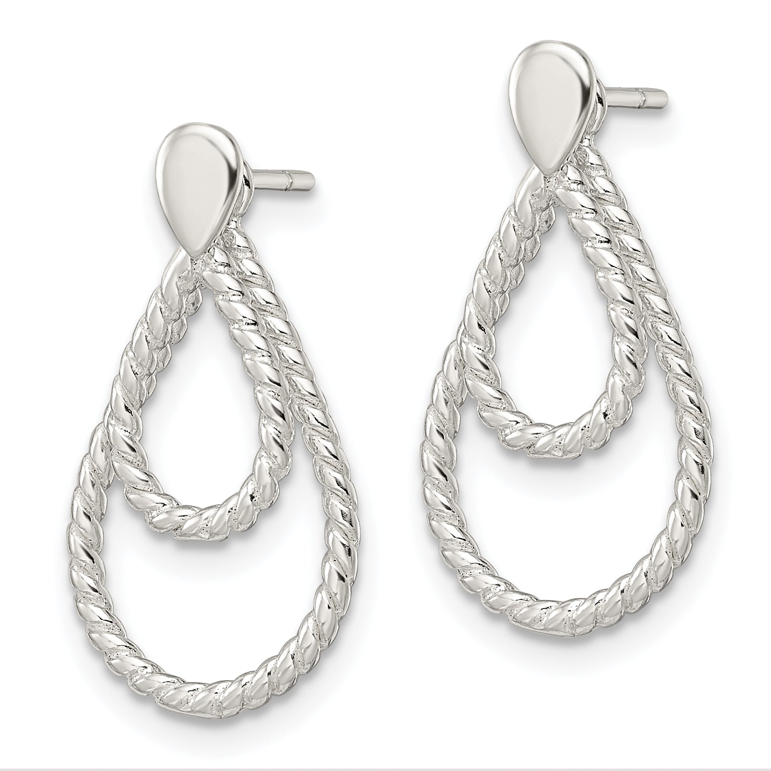 Sterling Silver w/2 Teardrop Jackets Button Post Earrings Secondary image